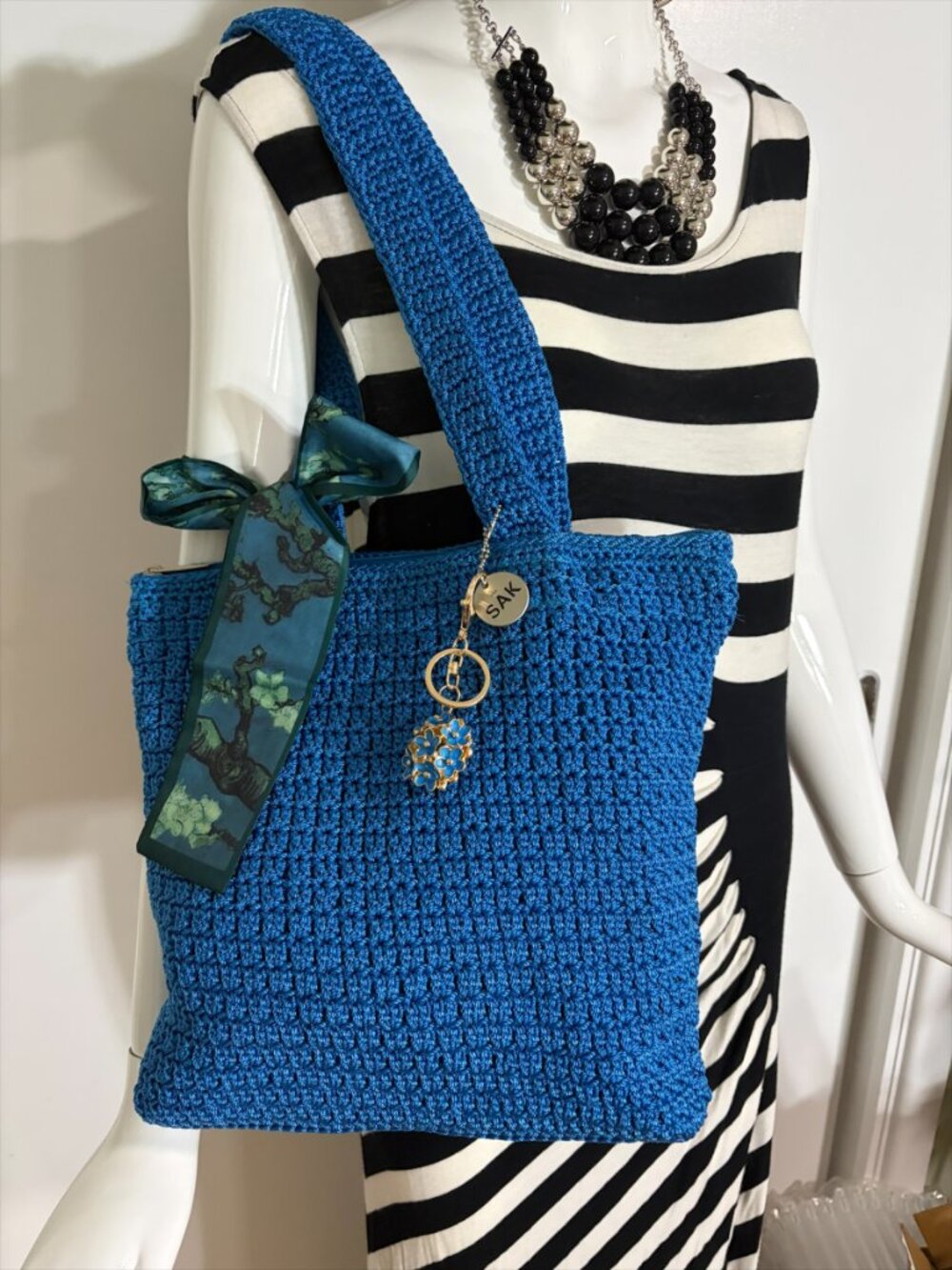 THE SAK  - AQUA BLUE CROCHET SHOULDER CROSSBODY BAG NWOT